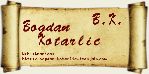 Bogdan Kotarlić vizit kartica